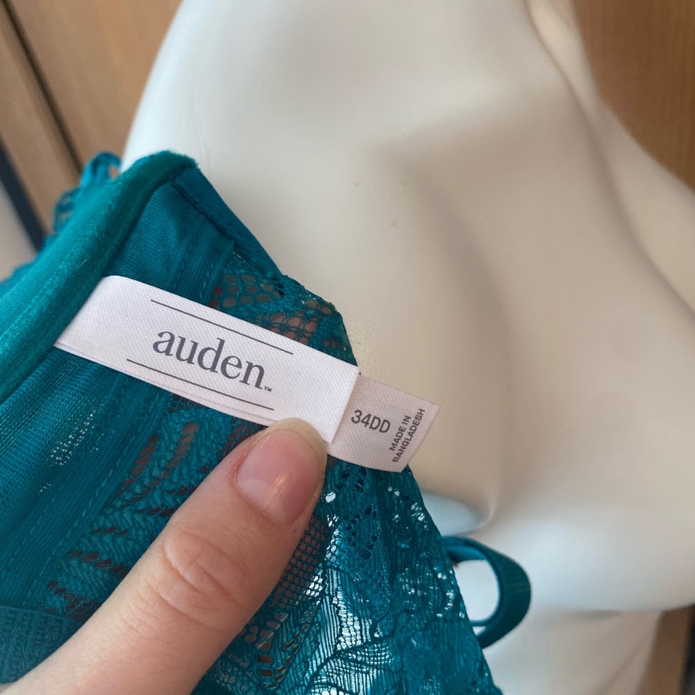 Auden Teal Lace Push Up Racerback Underwire Bra 34DD - Picture 4 of 5